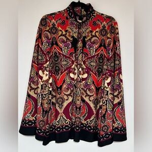 Marc Bouwer Unlimited Printed Bell Sleeve Blouse Size Medium